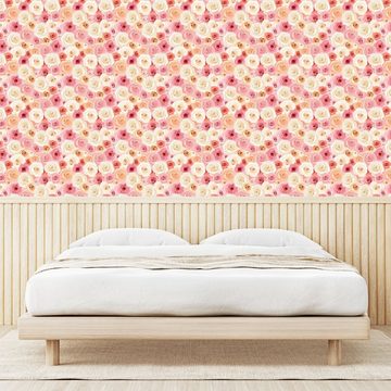 Abakuhaus Vinyltapete selbstklebendes Wohnzimmer Küchenakzent, Rose Romantisches Pastell Petals