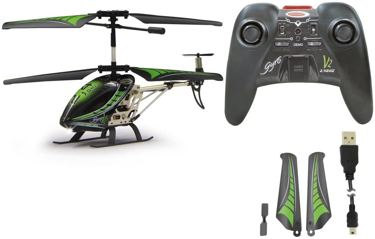 Jamara RC-Helikopter »Gyro V2 2,4GHz«, Helikopter ferngesteuerter  Hubschrauber Funkhelikopter Spielzeug, grün