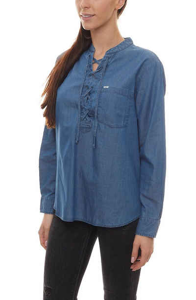 Lee® Blusentop »Lee Drawcord Bluse leichte Damen Schnür Jeans-Bluse mit Vokuhilasaum Freizeit-Bluse Blau«