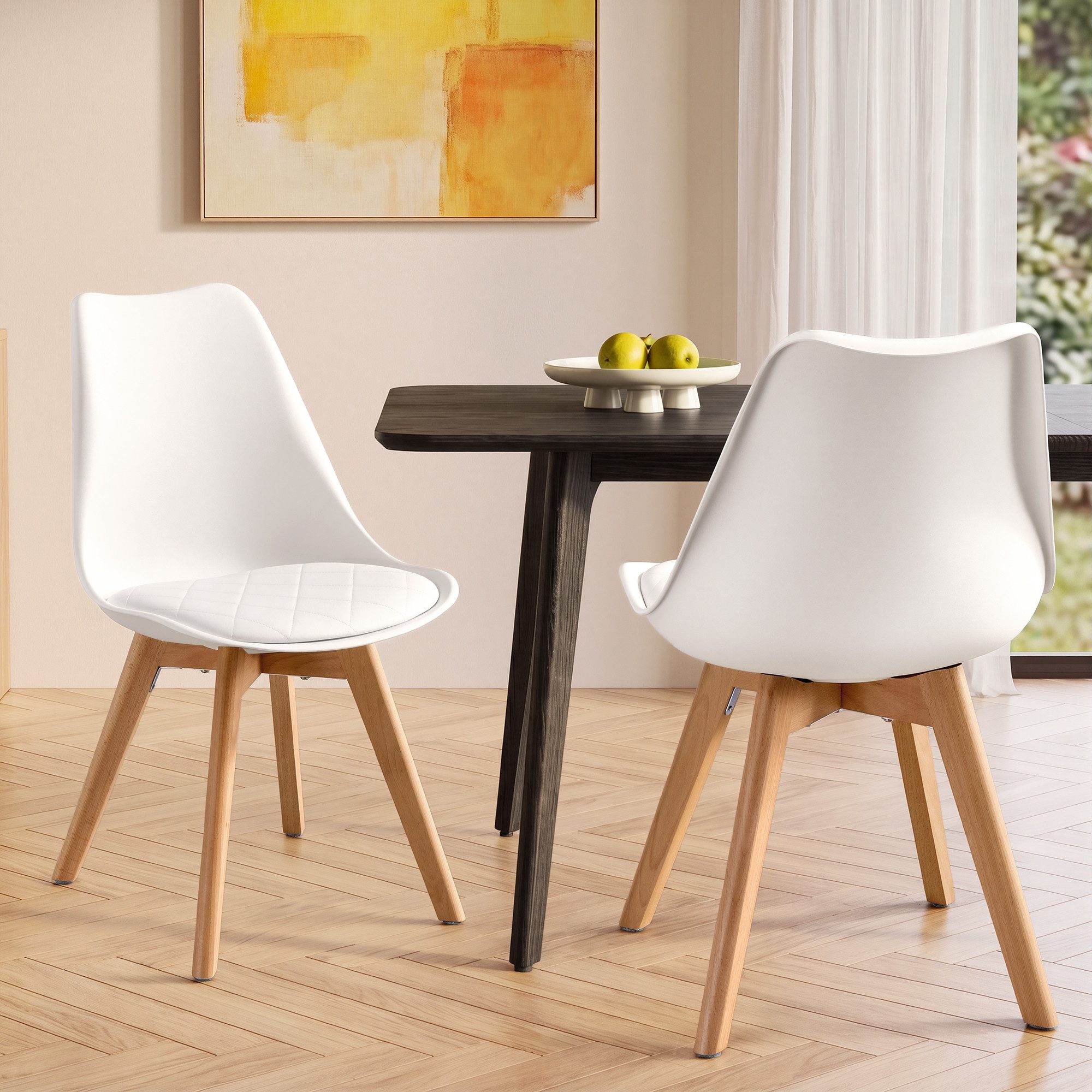 VASAGLE Esszimmerstuhl aus PU-Leder und Buchenholz, für Esszimmer und Büro, Gepolsterte Küchenstühle, 6er Set, 46,5 x 57 x 79 cm – Bild 2 von 5