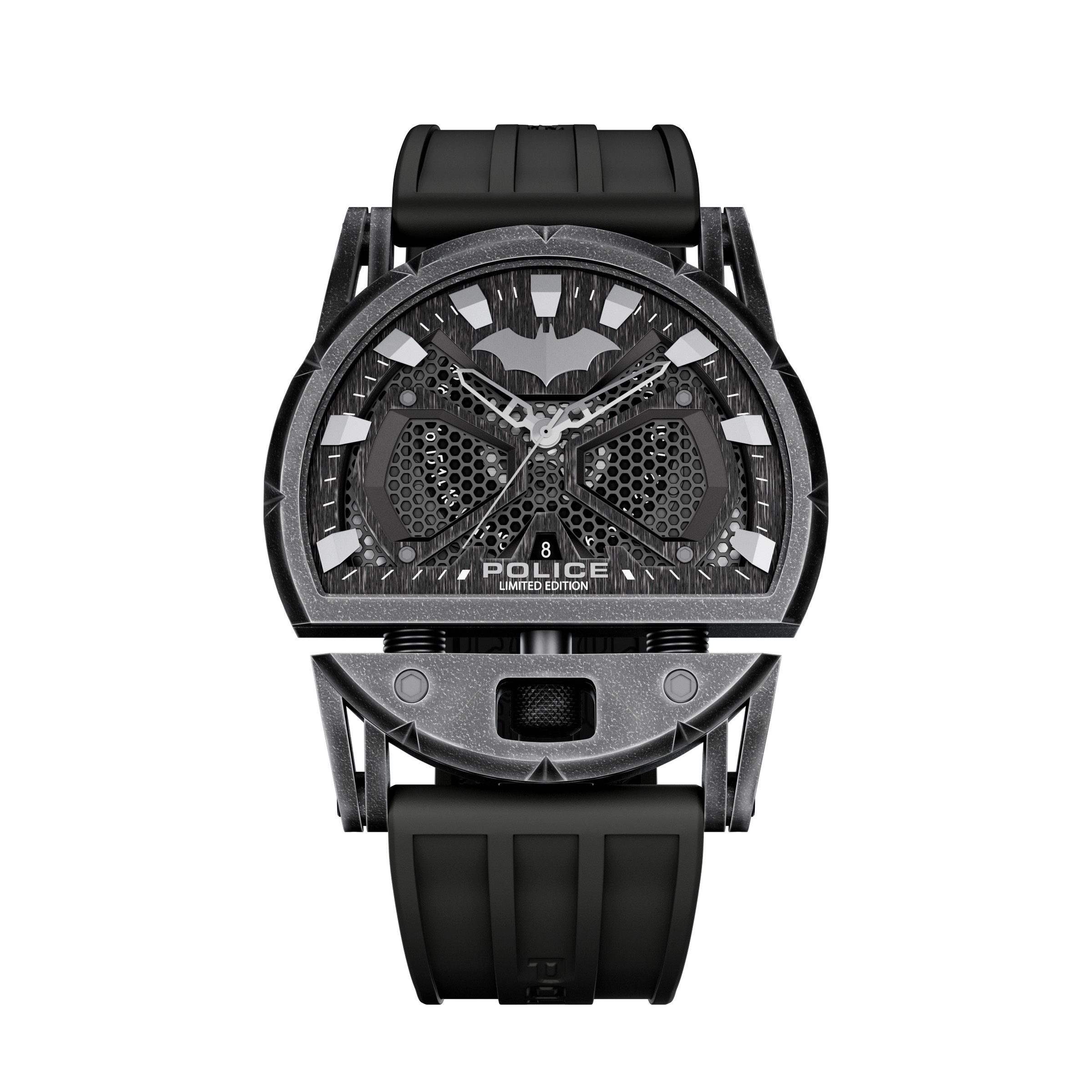 Police Quarzuhr Batman PEWGN0075401, Armbanduhr, Herrenuhr, Silikonarmband, analog, Tag