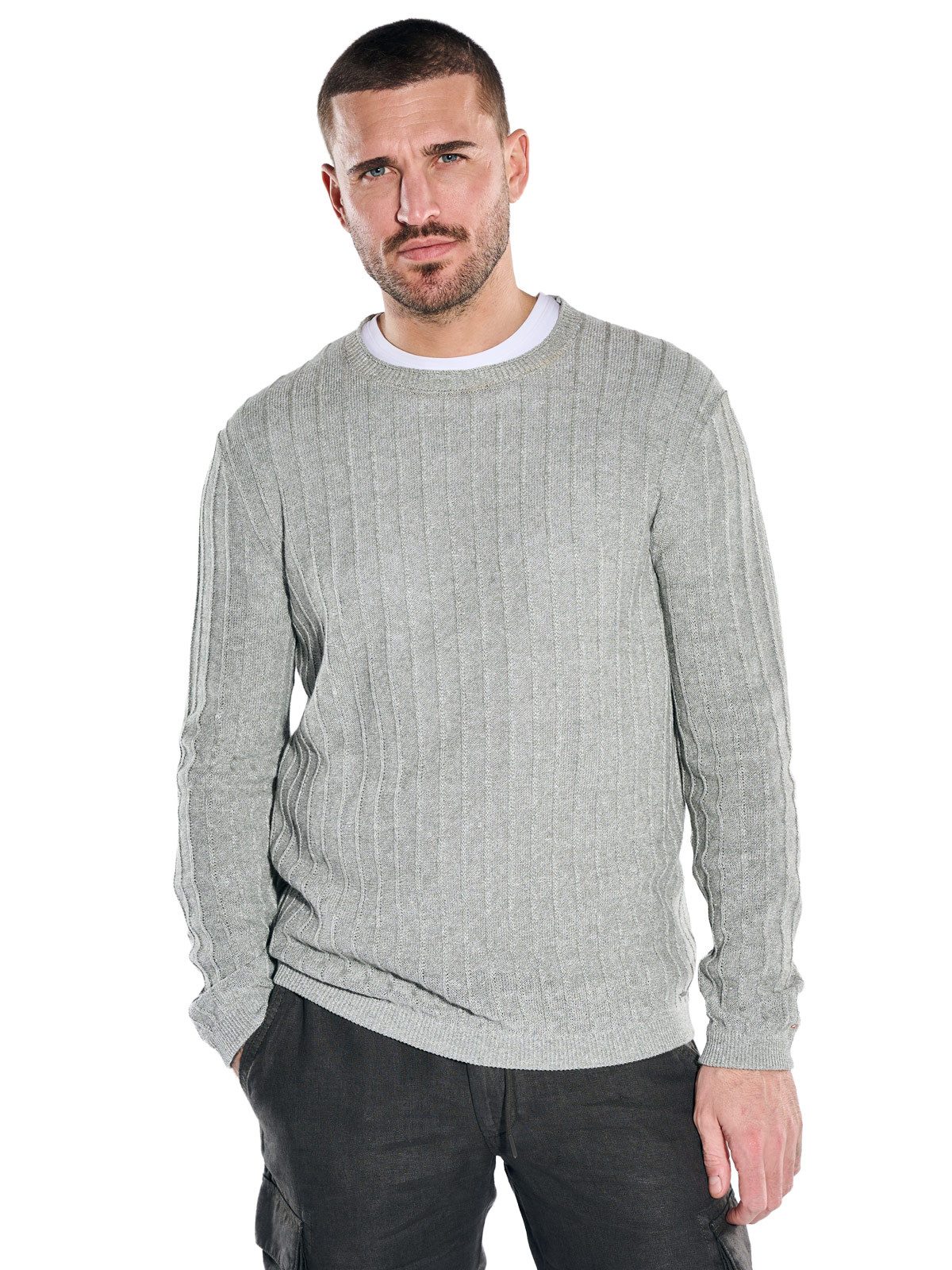 emilio adani Rundhalspullover Herren Rundhals Pullover, Gruen