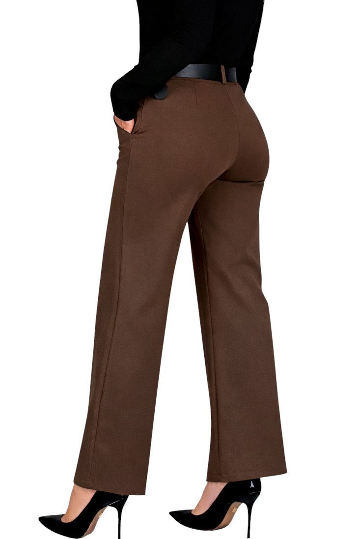 Mississhop Stretch-Hose Elegante Damenhose mit Gürtel und geradem Bein M.431