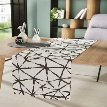 Home-trends24.de Tischläufer schwarz weiß Tischdecke Tischband Graphic Design