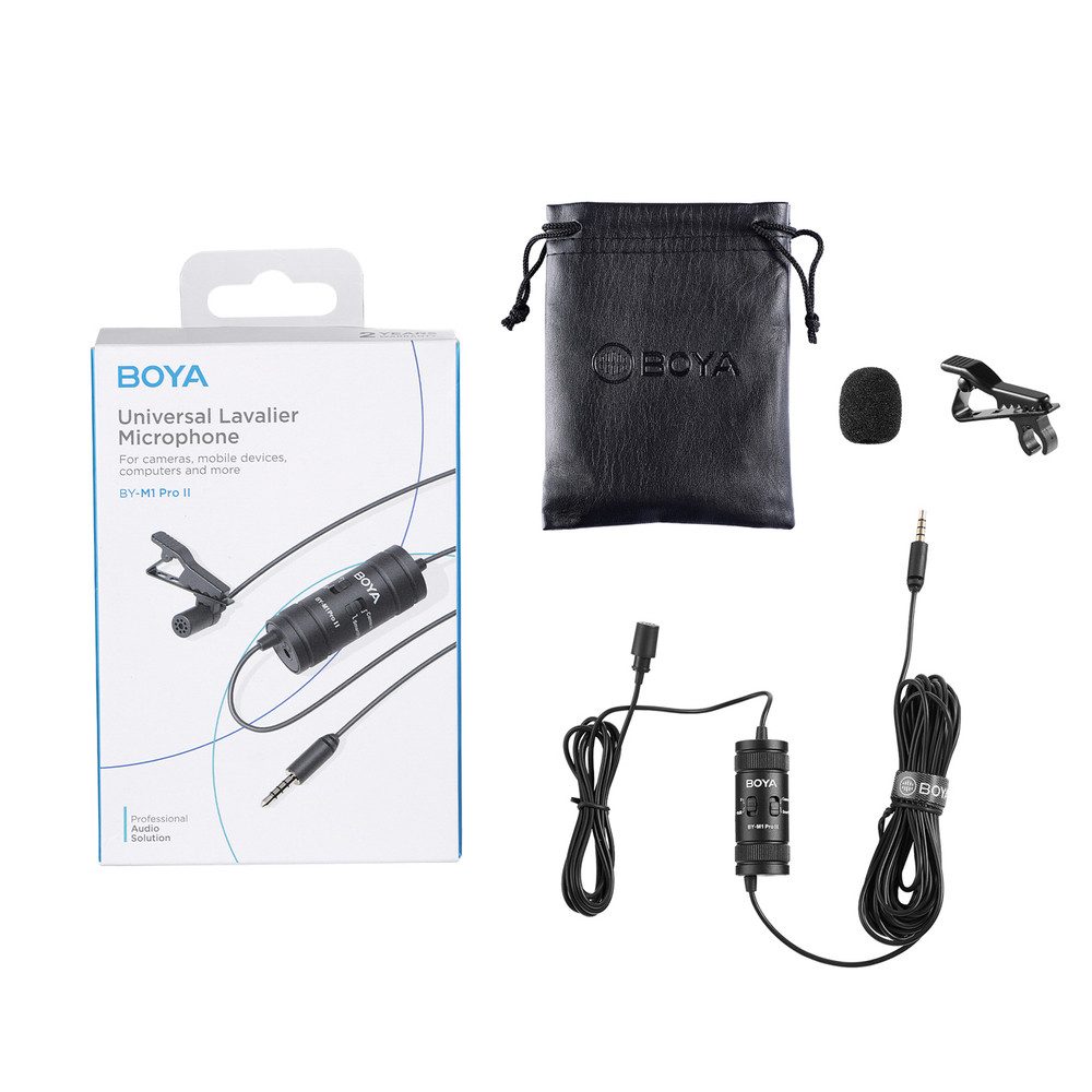 BOYA Mikrofon Studiomikrofon Ansteckmikrofon (Spar-Set, 1-tlg), Rundum-Kondensator, Pad-Schalter, batterielos