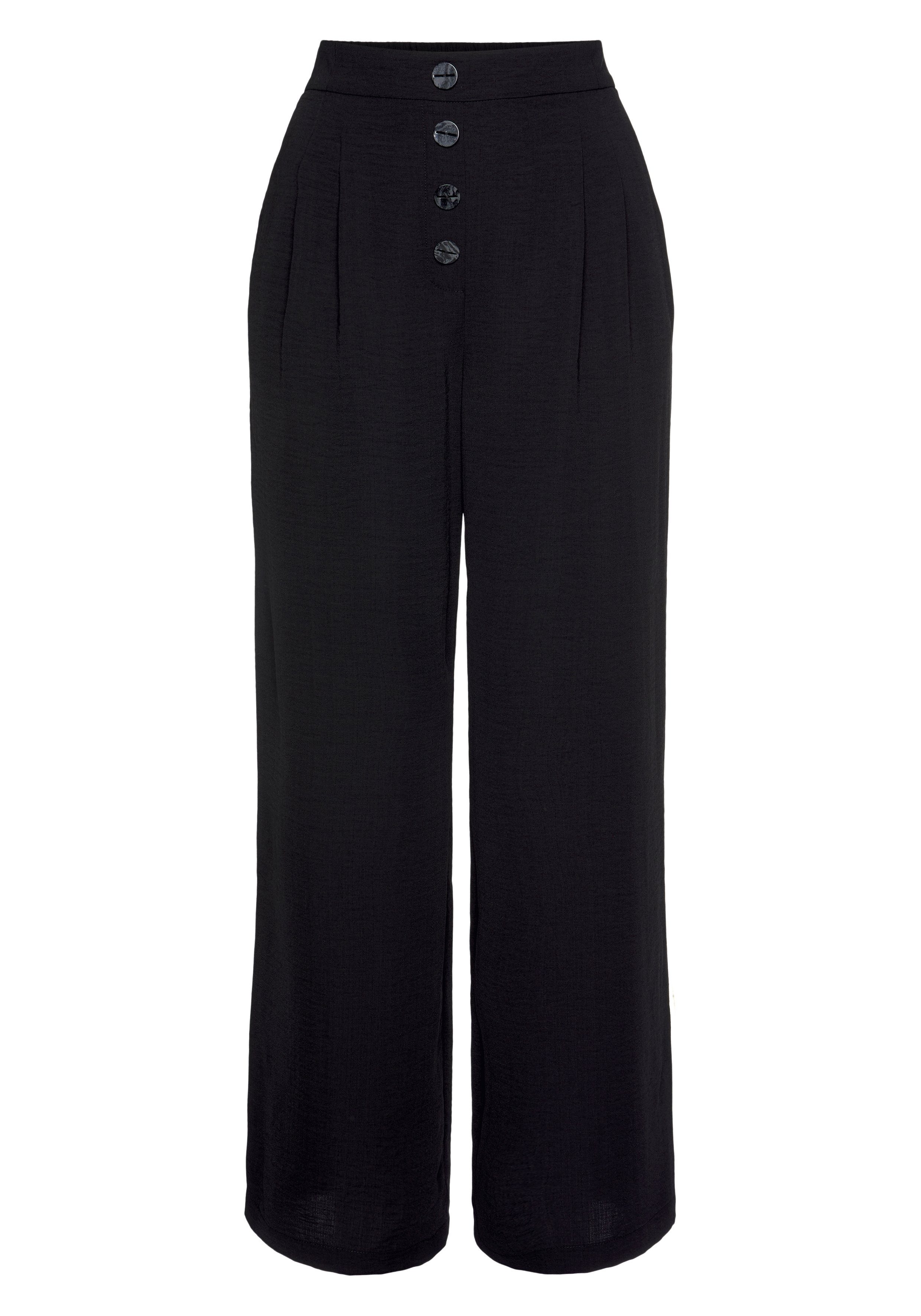 LASCANA Palazzohose mit Zierknöpfen und bequemen Bund, leichte Stoffhose mit Taschen