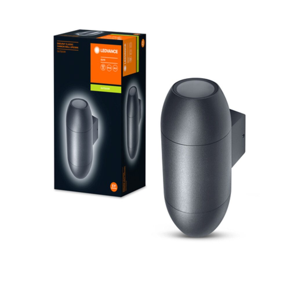 Ledvance Außen-Wandleuchte Aluminum, GU10, IP44, wassergeschützt, G, L80mm, wassergeschützt