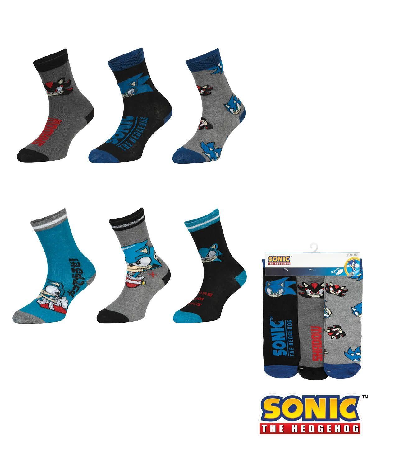 Sonic SEGA Socken + 27/30 Sonic Strümpfe Basicsocken Jungen 31/34 Kinder Mädchen 23/26