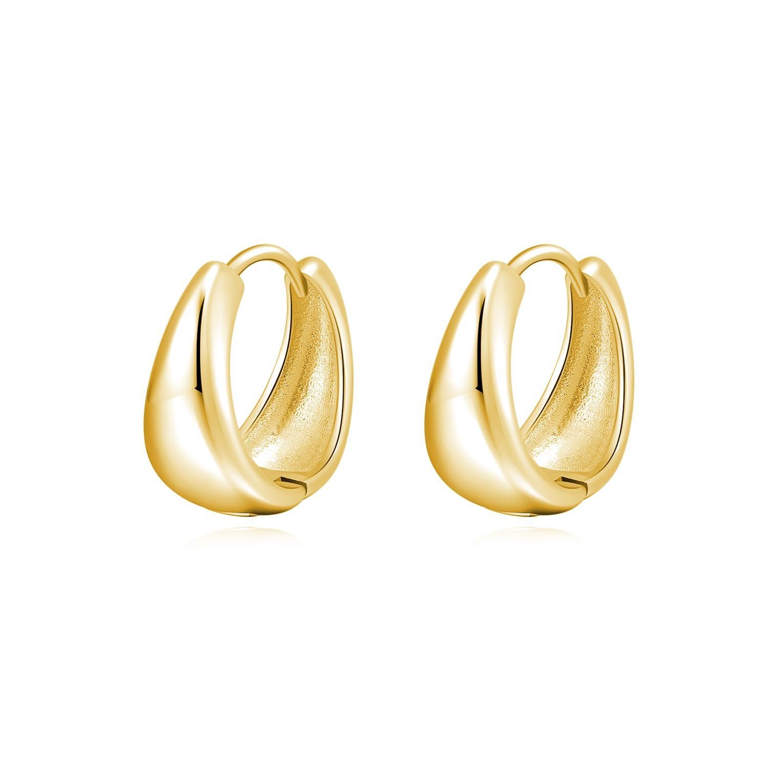 POCHUMIDUU Paar Ohrhänger 925 Silber Pin Drop Ohrringe (2-tlg., Drop Hoop Ohrringe Gold Chunky Hoop Ohrringe), für Frauen Teenager Mädchen goldene