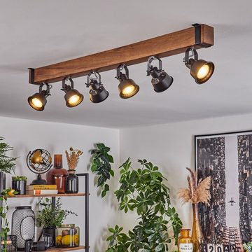 hofstein Deckenleuchte moderne Deckenlampe aus Metall/Holz in Schwarz/Dunkelbraun, ohne Leuchtmittel, Deckenleuchte mit verstellbaren Schirmen, 6x GU10 ohne Leuchtmittel