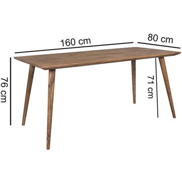 Wohnling Esstisch WL1.964 (160x60x76 cm Sheesham Massivholz Rechteckig Modern), Großer Esszimmertisch, Küchentisch Holztisch
