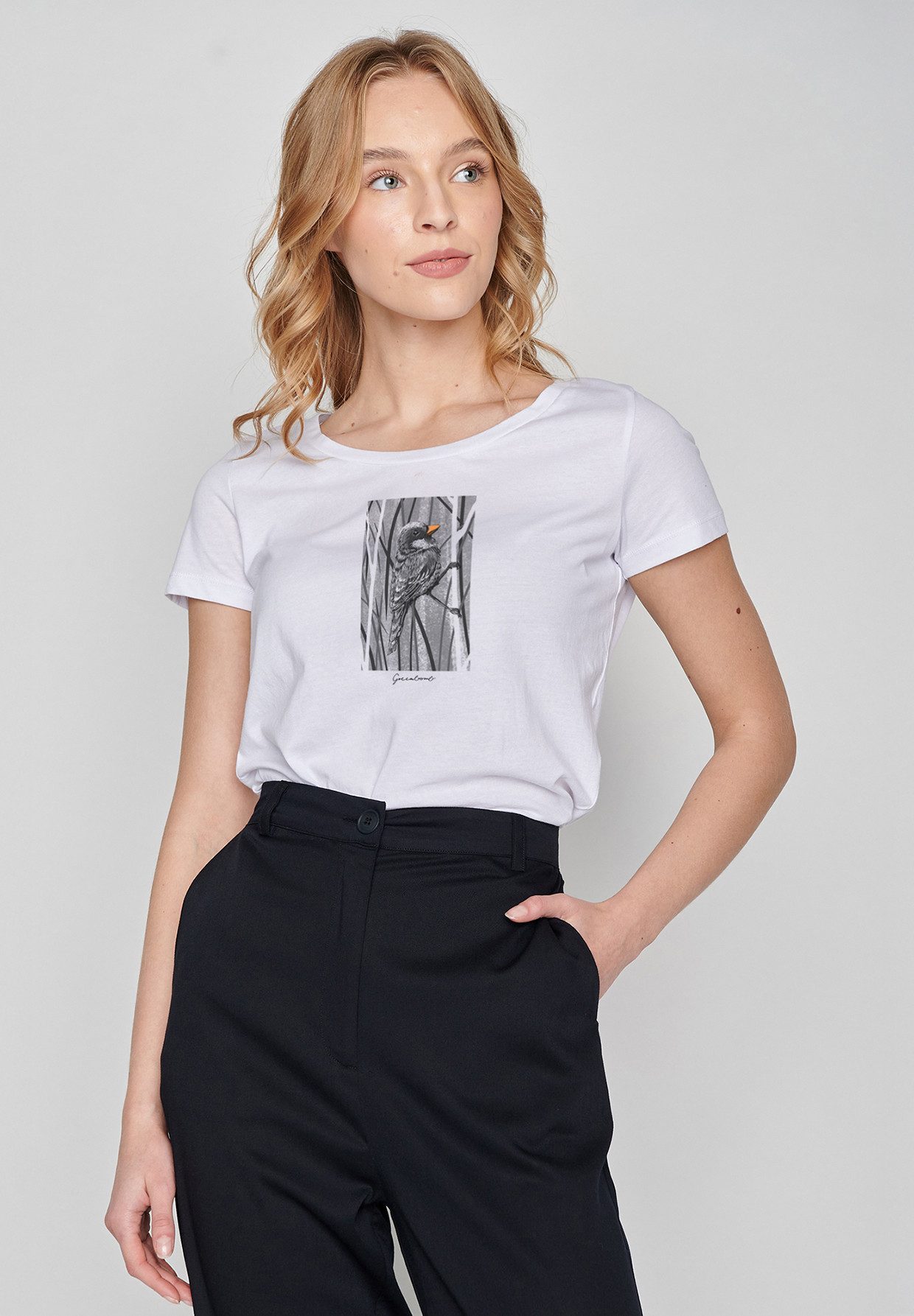 T-Shirt Loves Animal Sparrow Grass Motiv Tiere Spatz