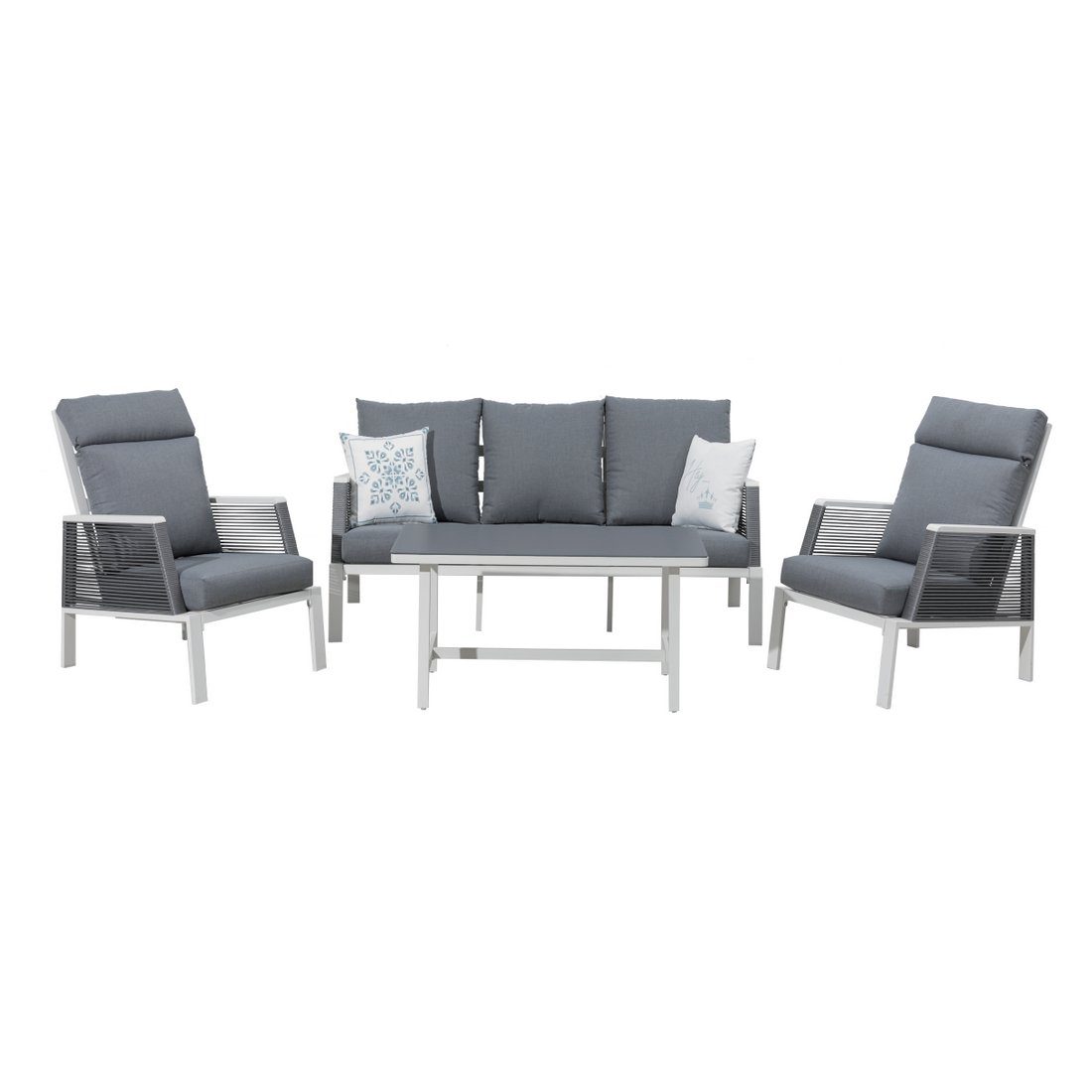 MANDALIKA Garden Loungeset Aluminium / Rope Lounge Set Matera Alum