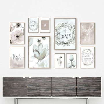 homestyle-accessoires Poster Bilder Set Wandbilder FAMILY LOT OF LOVE A3/A4/A5, (10 St), Ohne Bilderrahmen