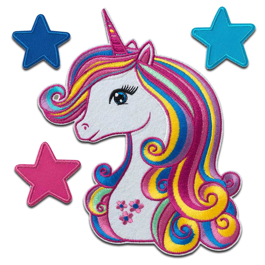 Mono-Quick Aufnäher Bügelbild, Aufbügler, Applikationen, Patches, Flicken, zum aufbügeln, Polyester, Mono-Quick Einhorn Set - Größe: 17 x 14,5 cm