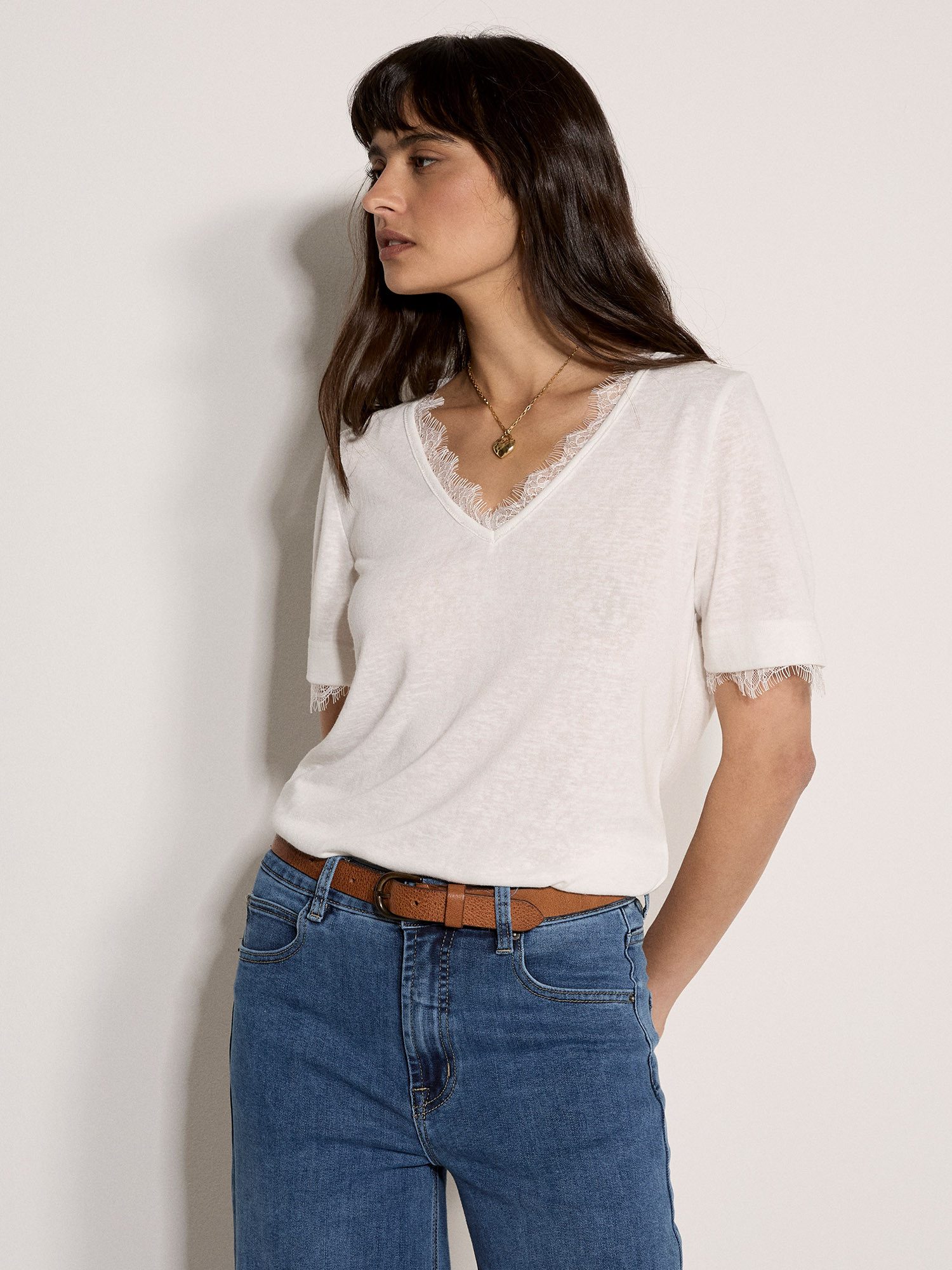 Apricot T-Shirt Jersey T-Shirt mit Spitze