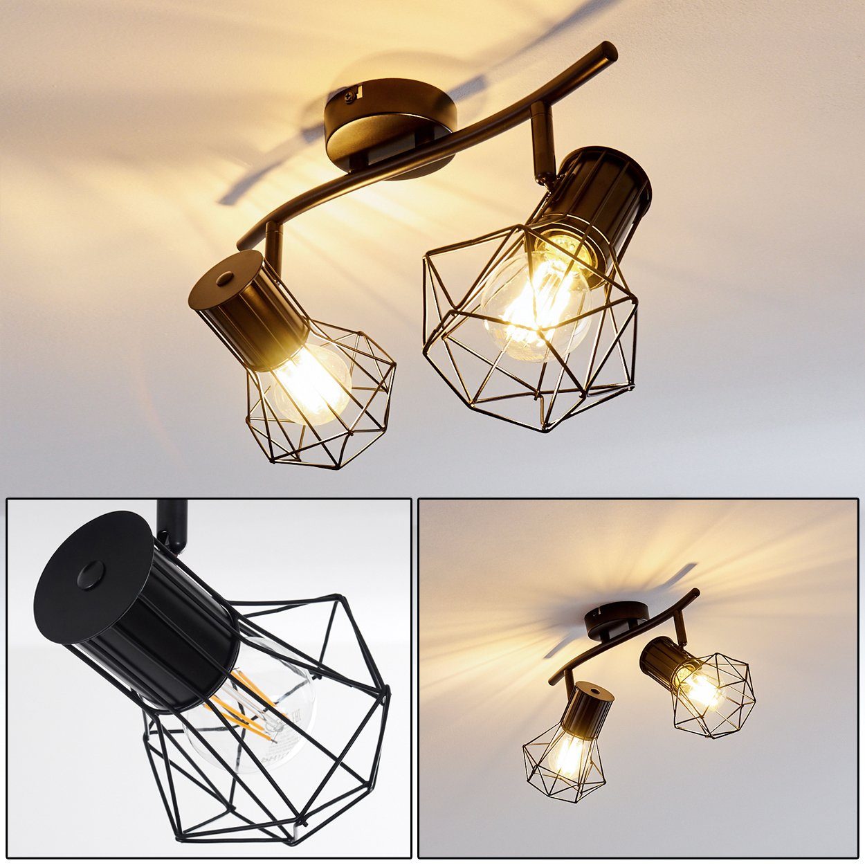 hofstein Deckenleuchte »Pomari« Deckenlampe aus Metall in Schwarz, ohne Leu günstig online kaufen