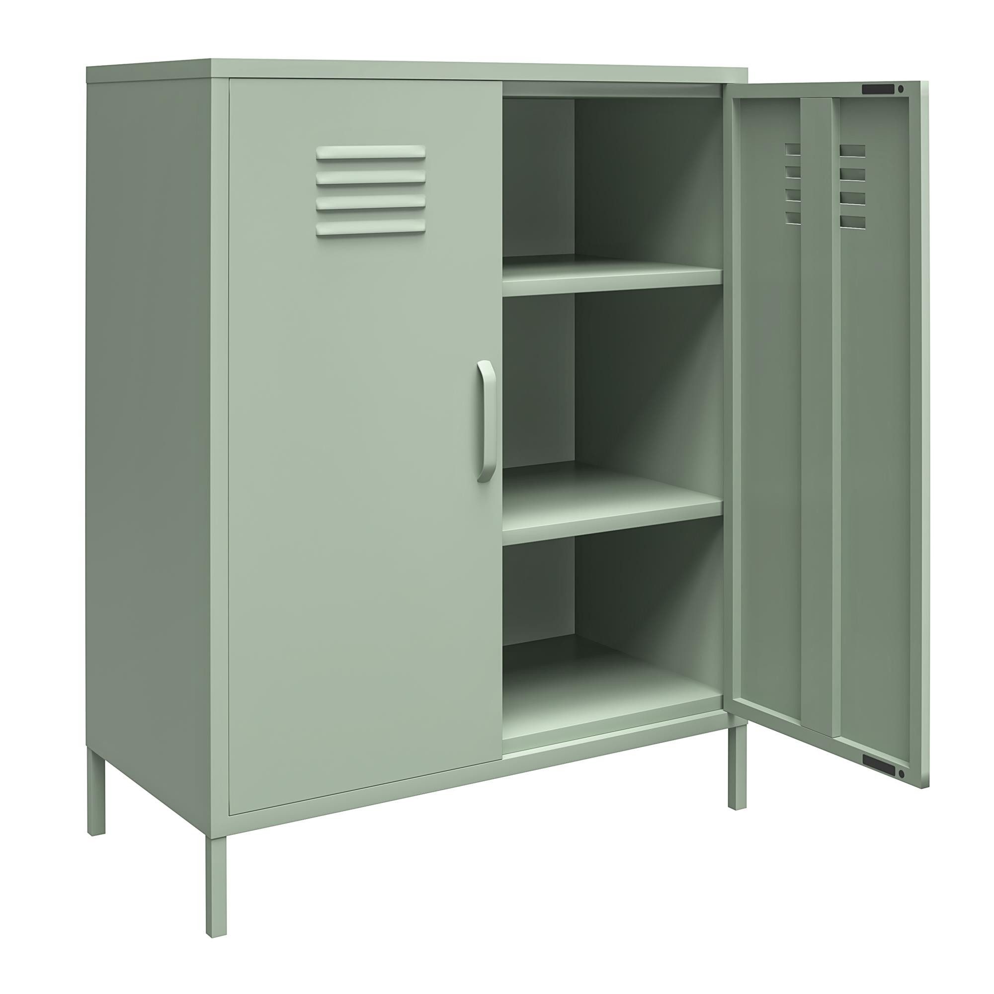 loft24 Mehrzweckschrank Mission District Highboard aus Metall, Metallschrank mit 2 Türen im Retro Look