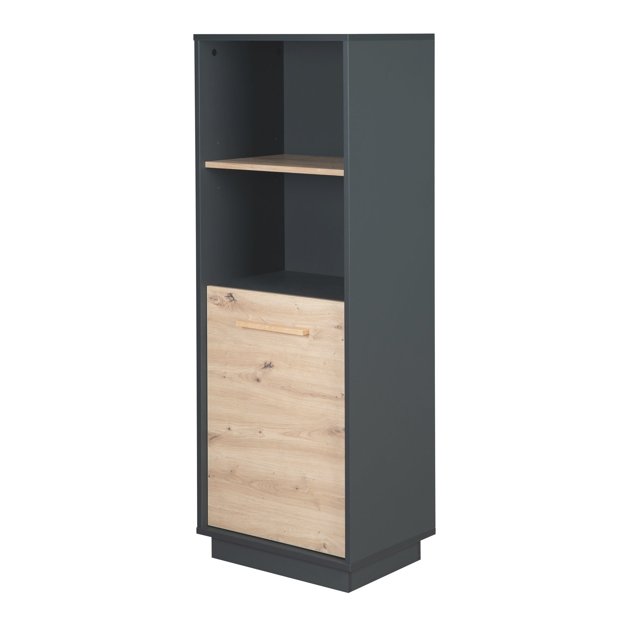 roba® Kinderregal Lenn, 2 offene Fächer, Korpus in Anthrazit, Tür in Holdekor