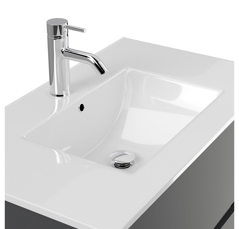 Thumbnail - Lomadox Waschtisch LIVIGNO-02, 80cm breit, Keramikwaschbecken, graphit matt