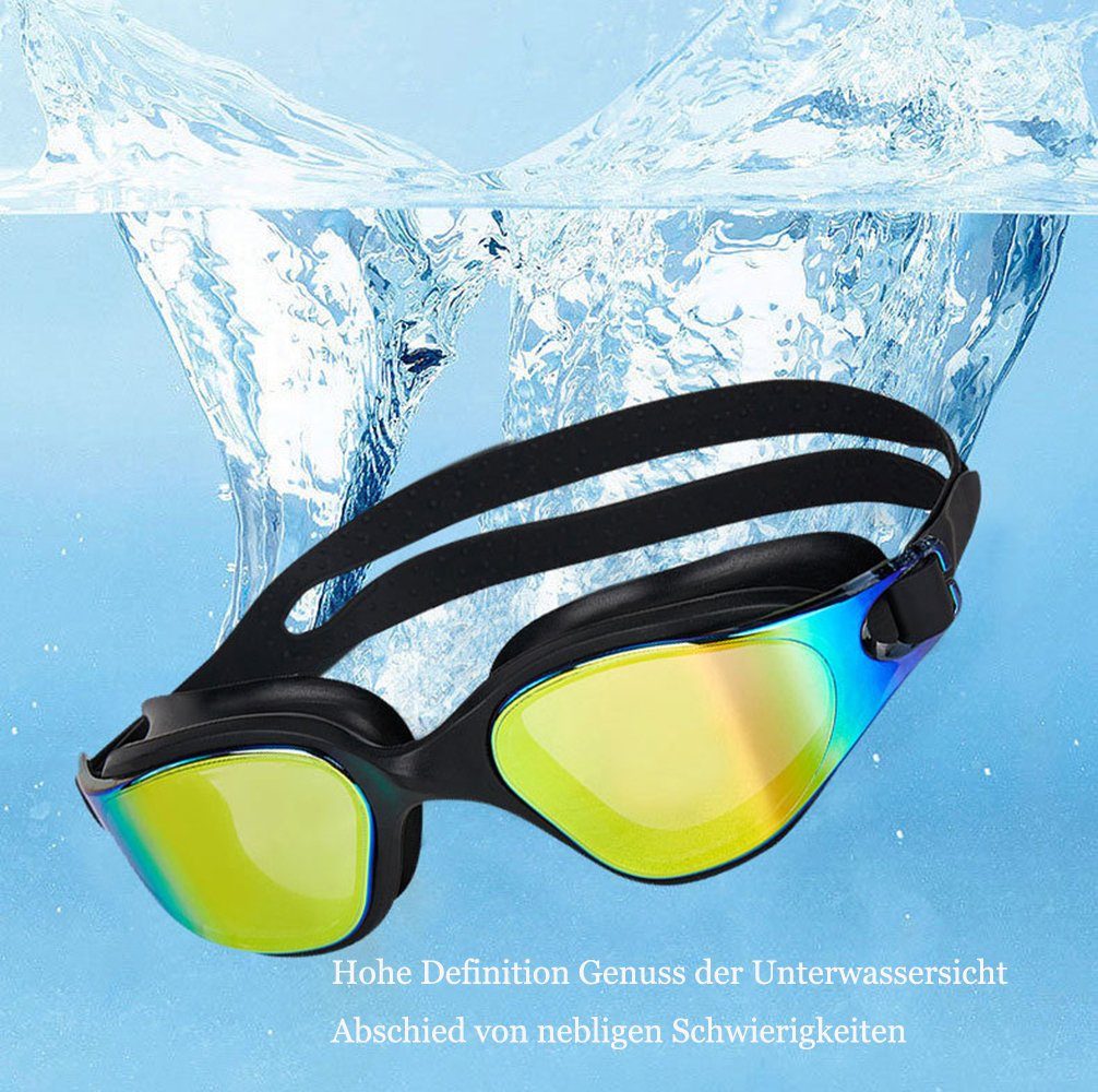 GelldG Schwimmbrille Schwimmbrille Damen für Breiten Herren und mit Gläsern, UV-Schutz