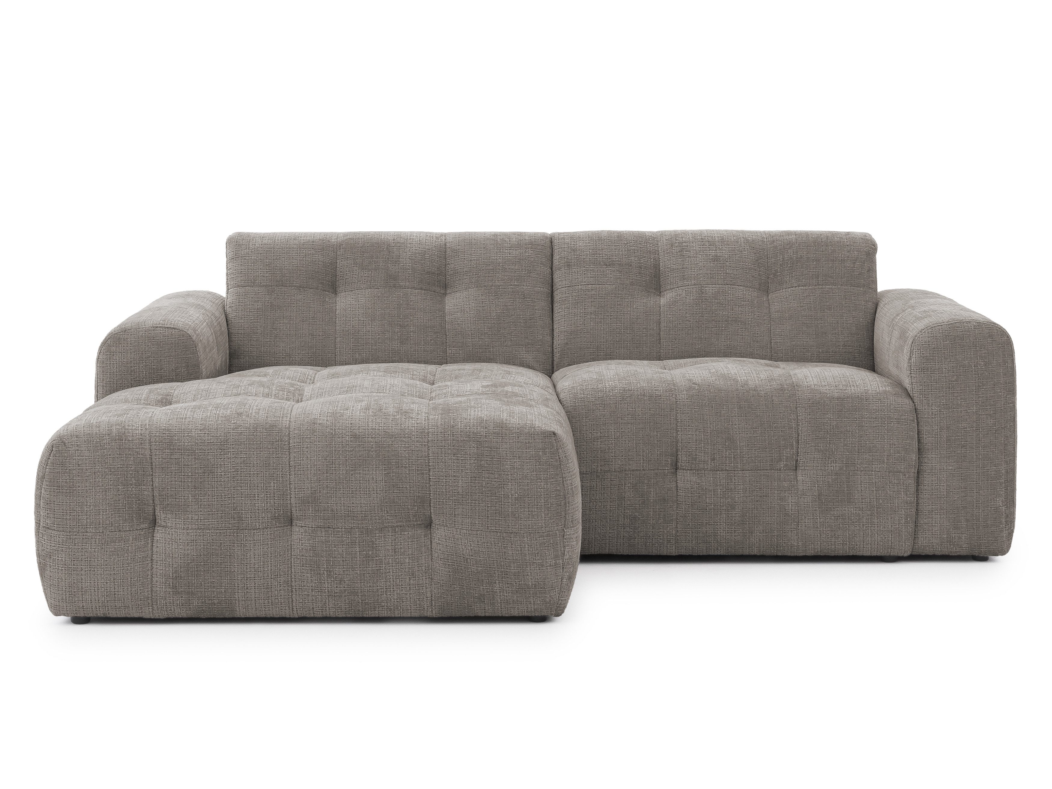 luma-home Ecksofa 21042, mit Ottomane links und raffinierten Steppungen, B234/T161/H79 cm, Wellenunterfederung, weicher, strapazierfähiger Chenille-Bezug in Braun Taupe