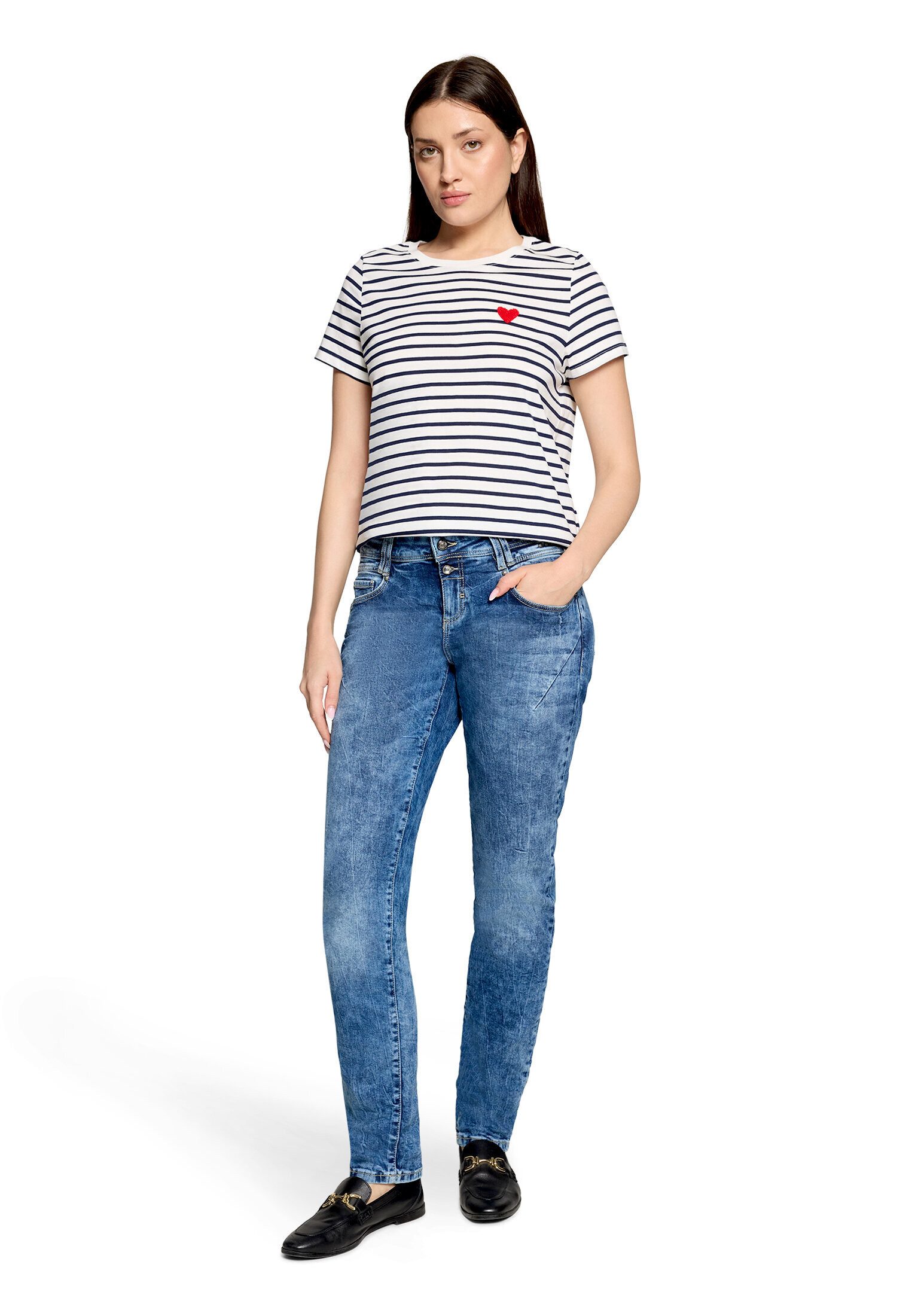 Cartoon Boyfriend-Jeans Damen mit Nieten