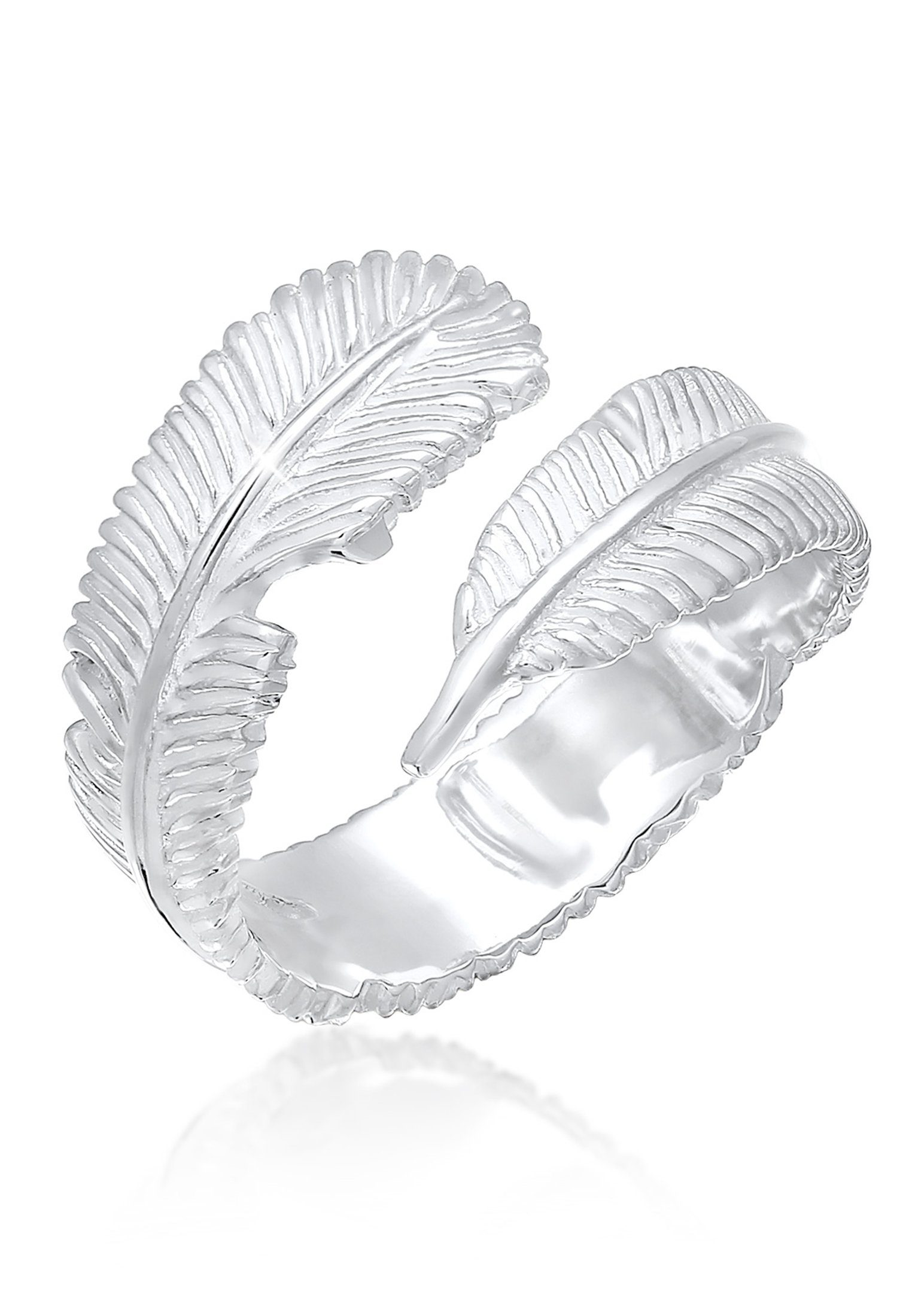 Elli Fingerring Offen mit Feder Design 925 Silber
