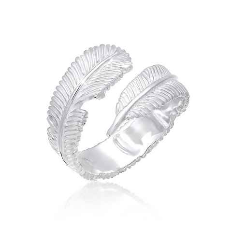 Elli Fingerring Offen mit Feder Design 925 Silber