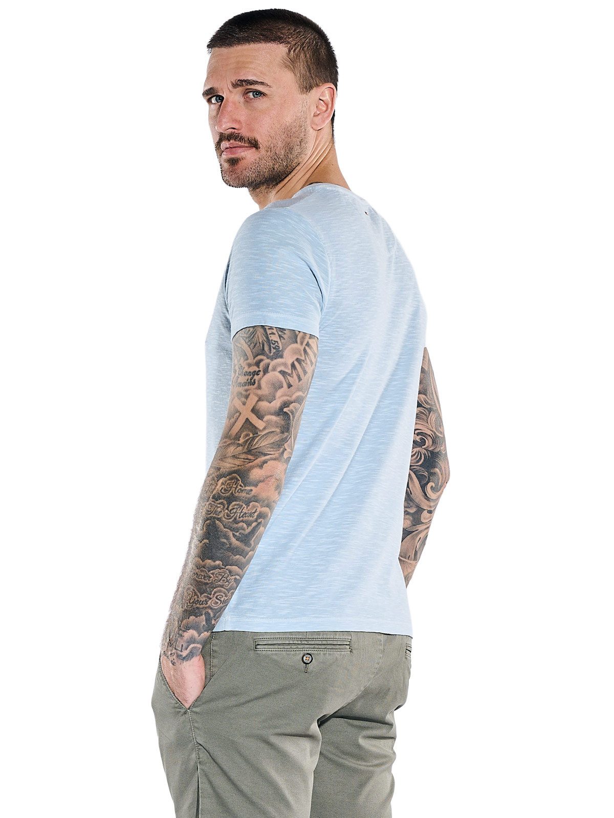 emilio adani T-Shirt Herren Rundhals T-Shirt, Hellblau