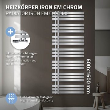 LuxeBath Badheizkörper Designheizkörper Iron EM, Chrom 600x1600mm Eck