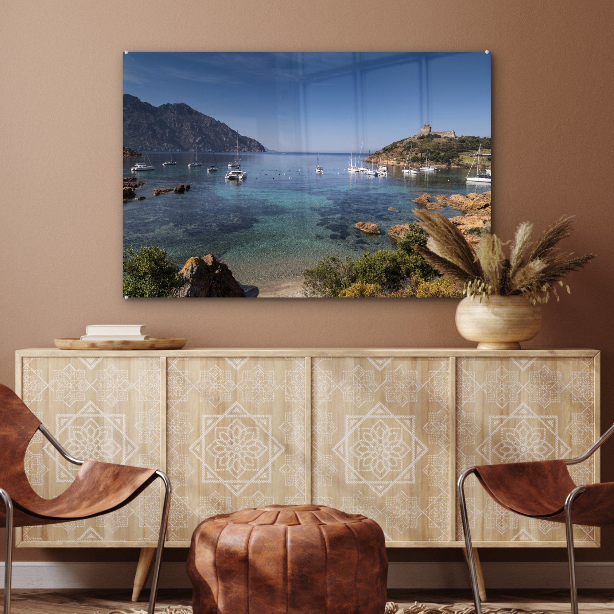 Acrylglasbild St), Acrylglasbilder (1 MuchoWow Eine Girolata Korsika, Bucht Schlafzimmer bei & Wohnzimmer auf