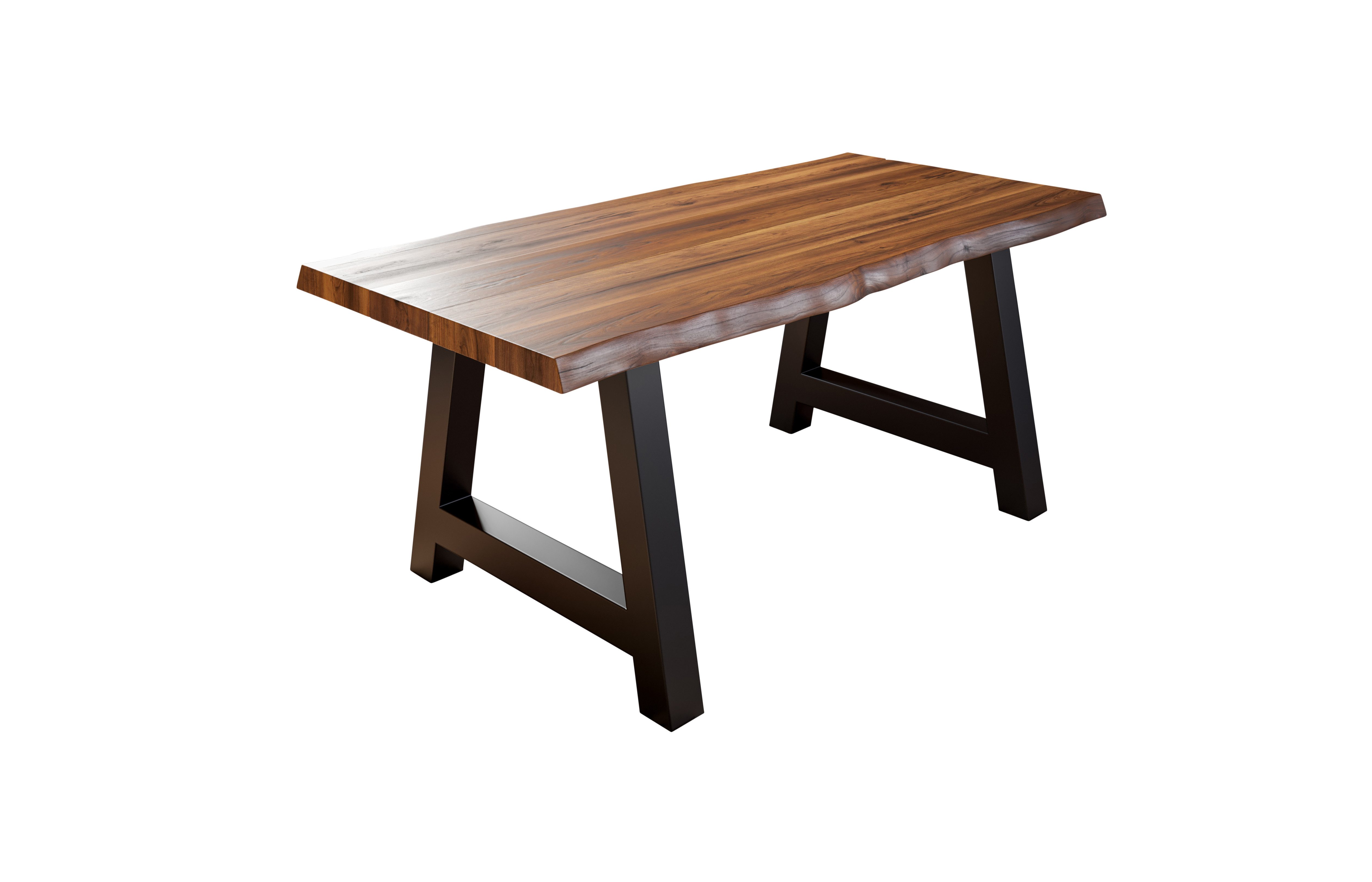 SAM® Baumkantentisch Alina, Akazienholz, natur- und nussbaumfarben, Baumkante, Metallgestell