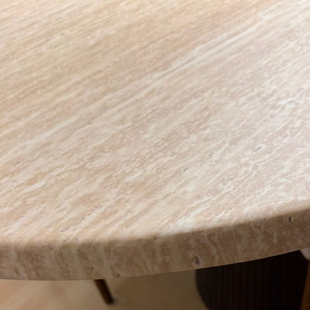 alesvelt Esstisch Dervio massiver Travertin Tisch mit Tischbein im Säulenstil 200cm (1-Tisch), 200 x 100 x 75 cm