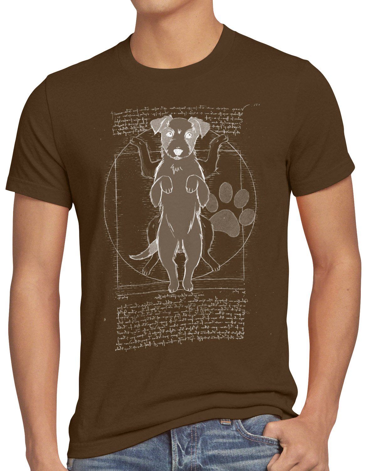 style3 Print-Shirt Herren T-Shirt Vitruvianischer Jack Russell hund terrier braun | T-Shirts