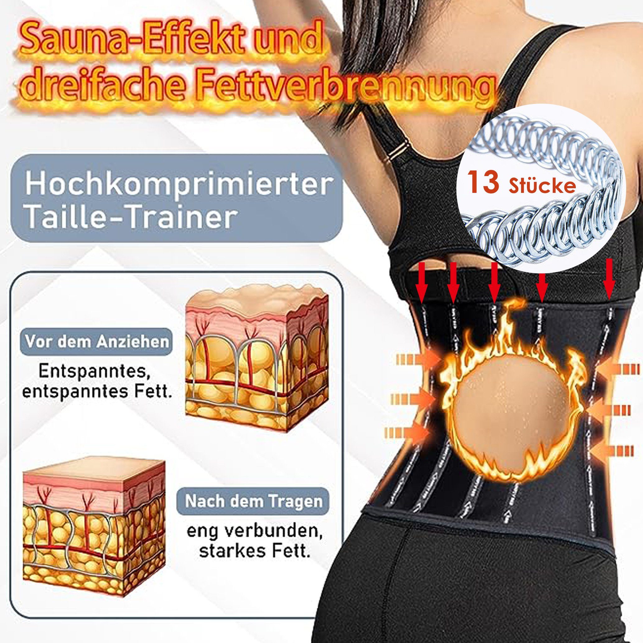GOLDEN Bauchweggürtel Schwitzgürtel Abnehmen Sauna Taillentrainer zum Herren Damen &