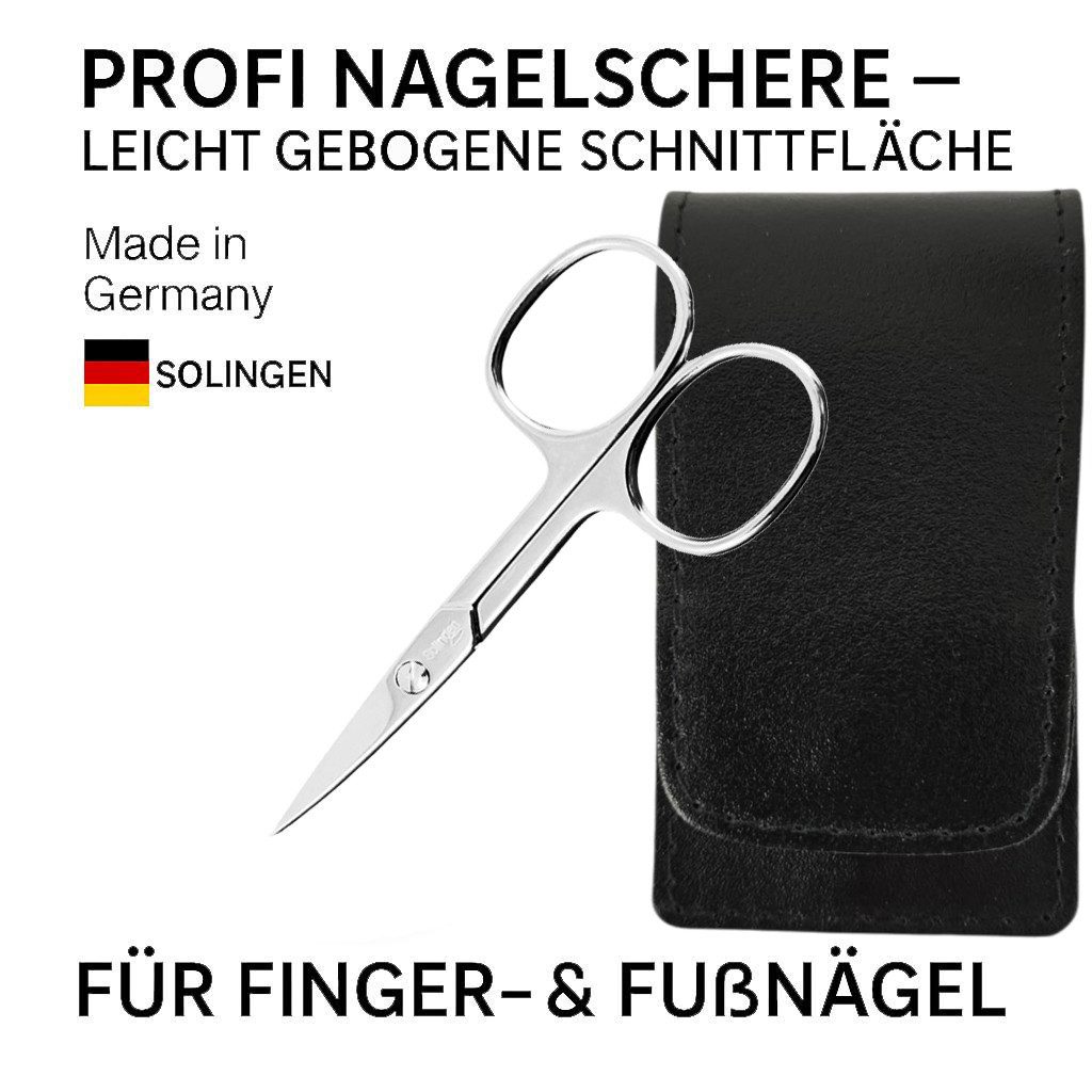 EloModa Nagelschere Solingen Nagelschere gehärteter Stahl Extra scharf mit gebogener Schne, (1-tlg), gebogener Schnittfläche