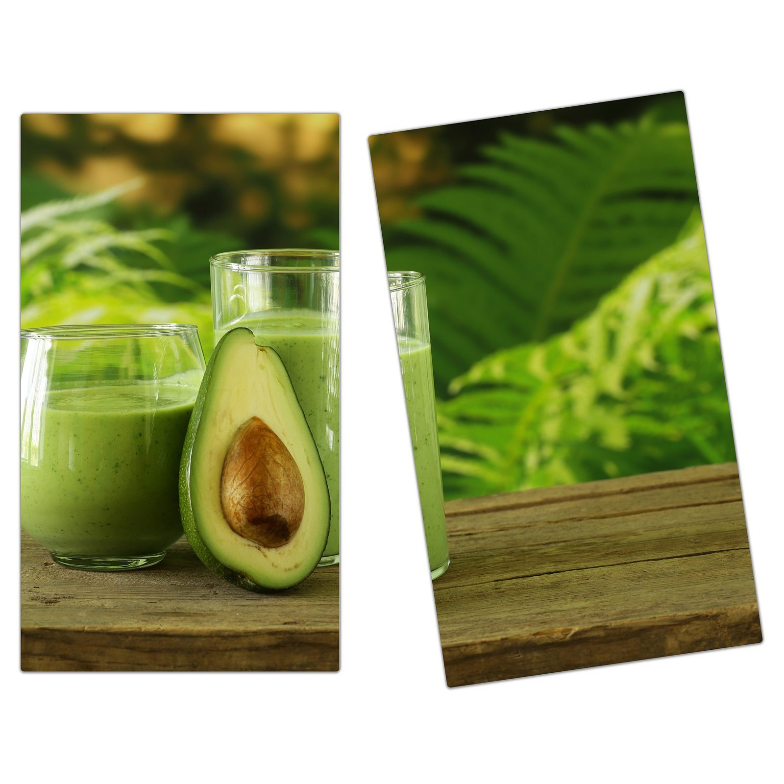 Spritzschutz tlg) Primedeco Glas (2 Avocadosaft, Herd-Abdeckplatte aus Glas, Herdabdeckplatte