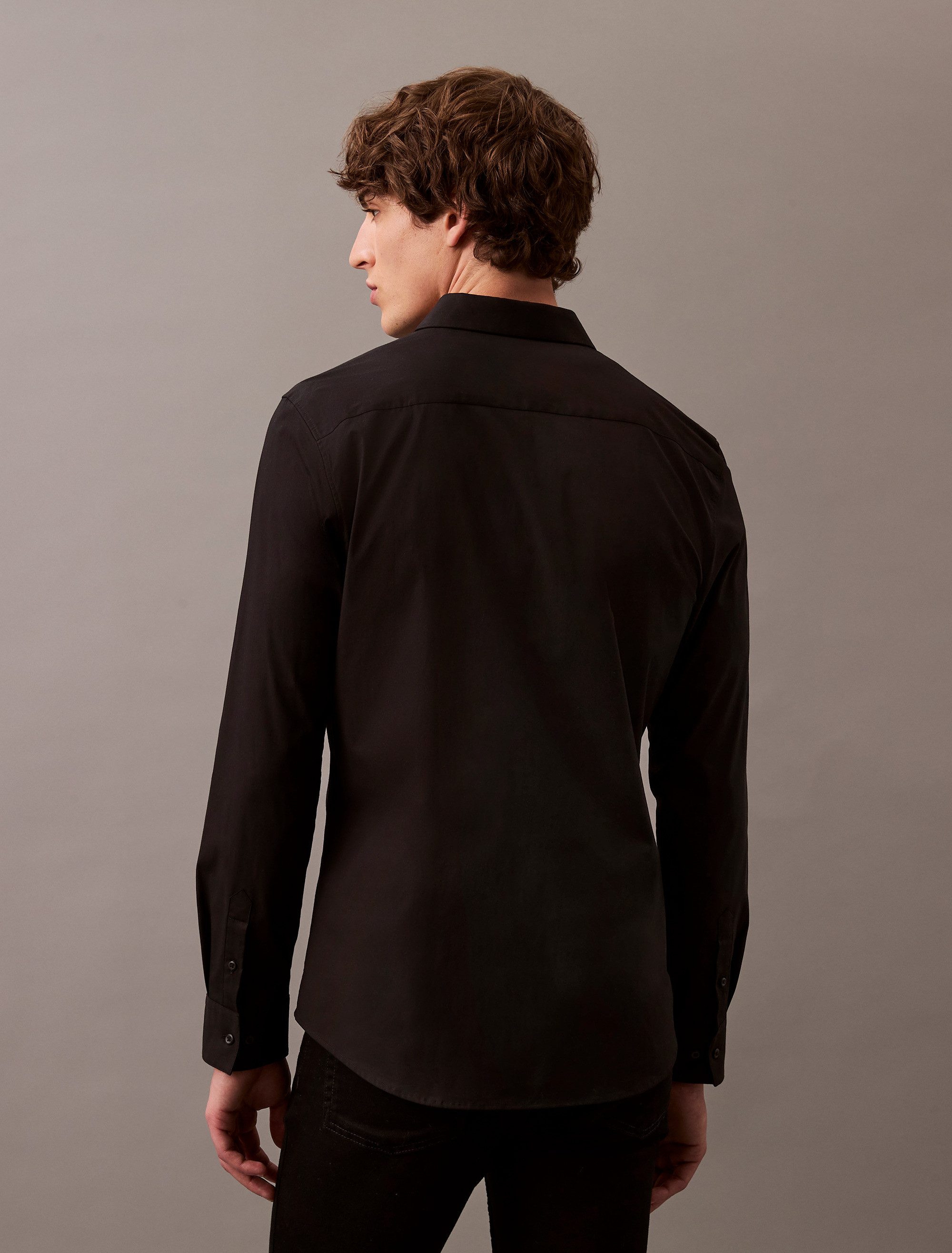 Calvin Klein Langarmhemd slim fit, in Unifarbe günstig online kaufen