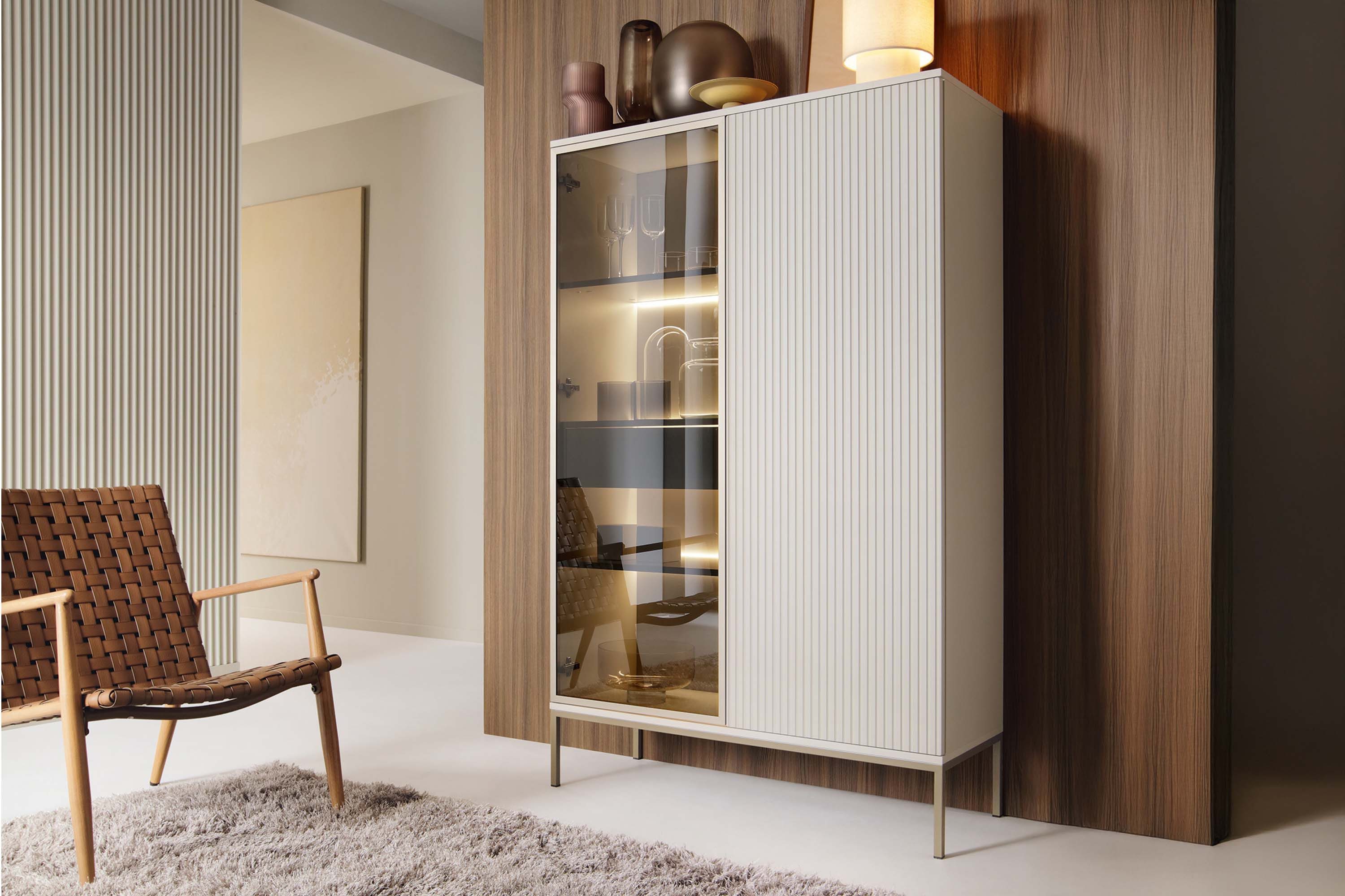KONSIMO® Standvitrine FONTE Glasvitrine, Vitrinenschrank, hergestellt günstig online kaufen