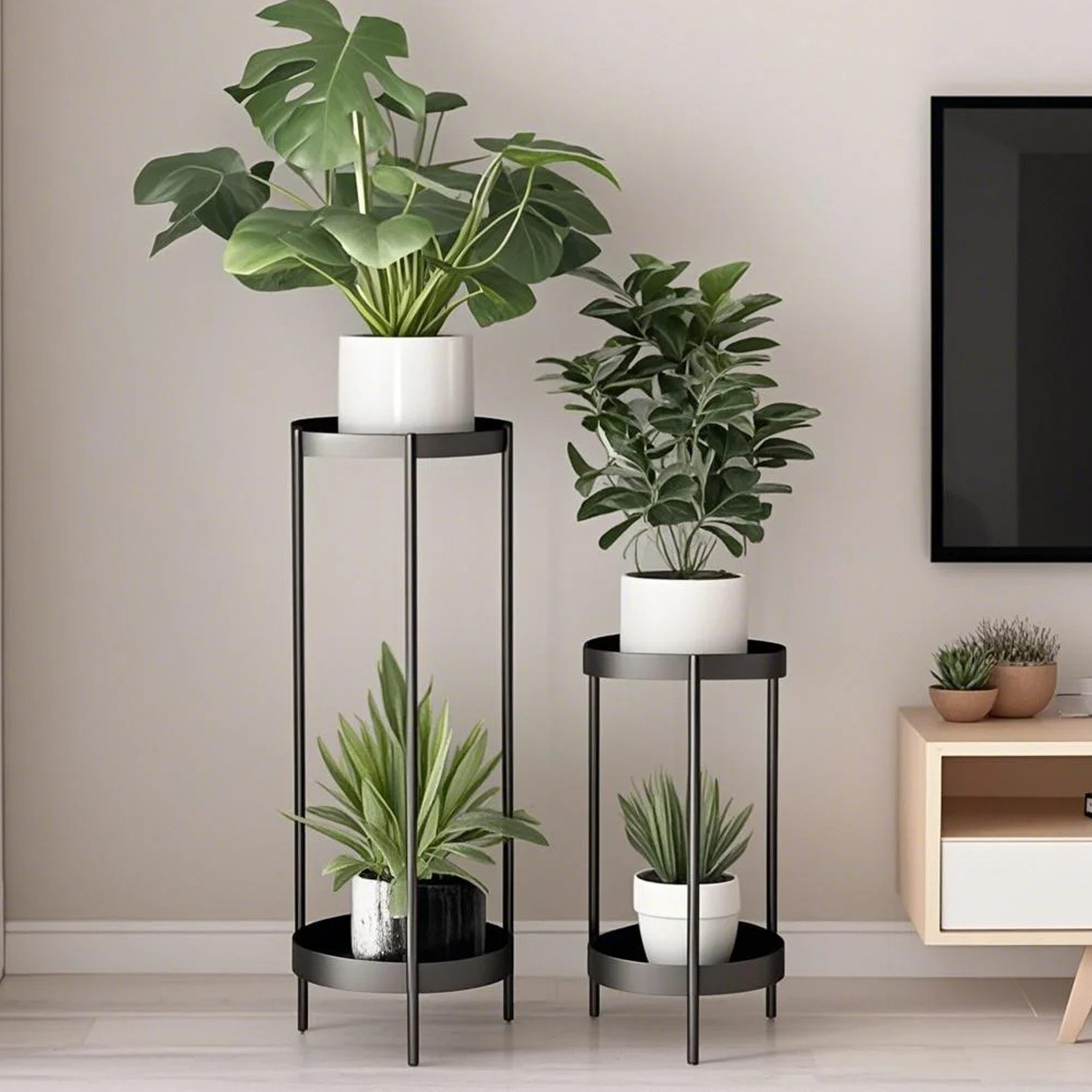 Blumenständer Blumenhocker mit 2 Unterteilen, Pflanzenständer, Pflanzenregal