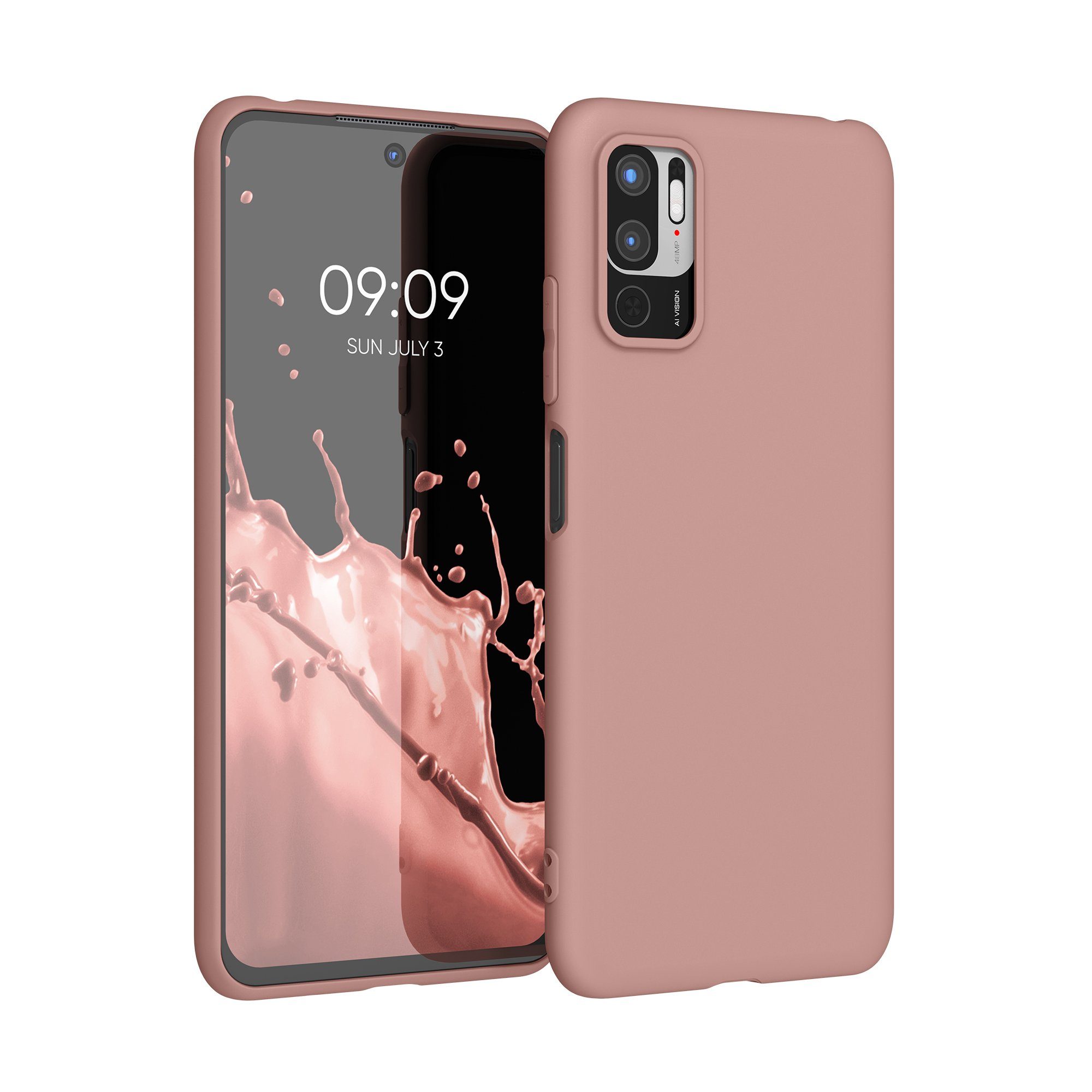 kwmobile Handyhülle Hülle für Xiaomi Redmi Note 10 5G, Hülle Silikon - Soft Handyhülle - Handy Case Cover - Winter Rose