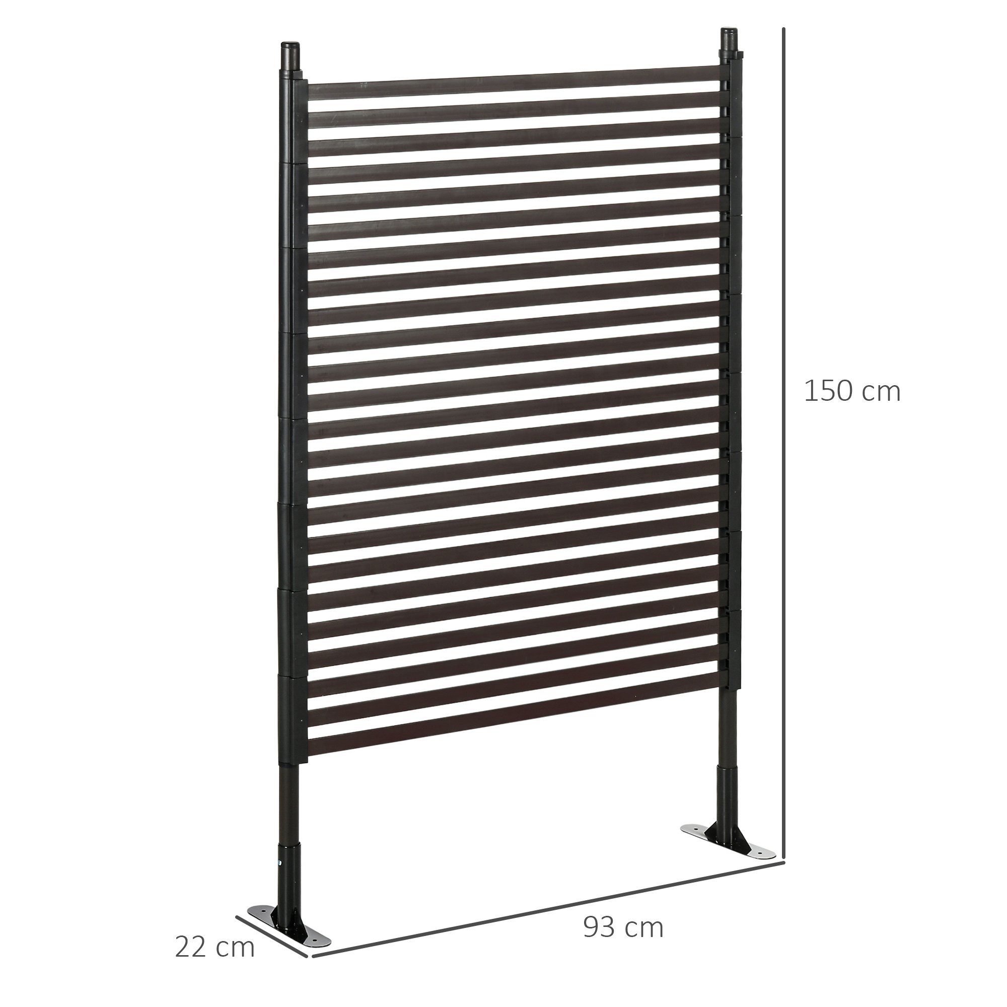Outsunny Gartenzaun Dekorative Zaun, Steckzaun für Balkon, Terrasse, Braun, (Teichzaun, 1-St., Stahlzaun), 93 x 22 x 150 cm