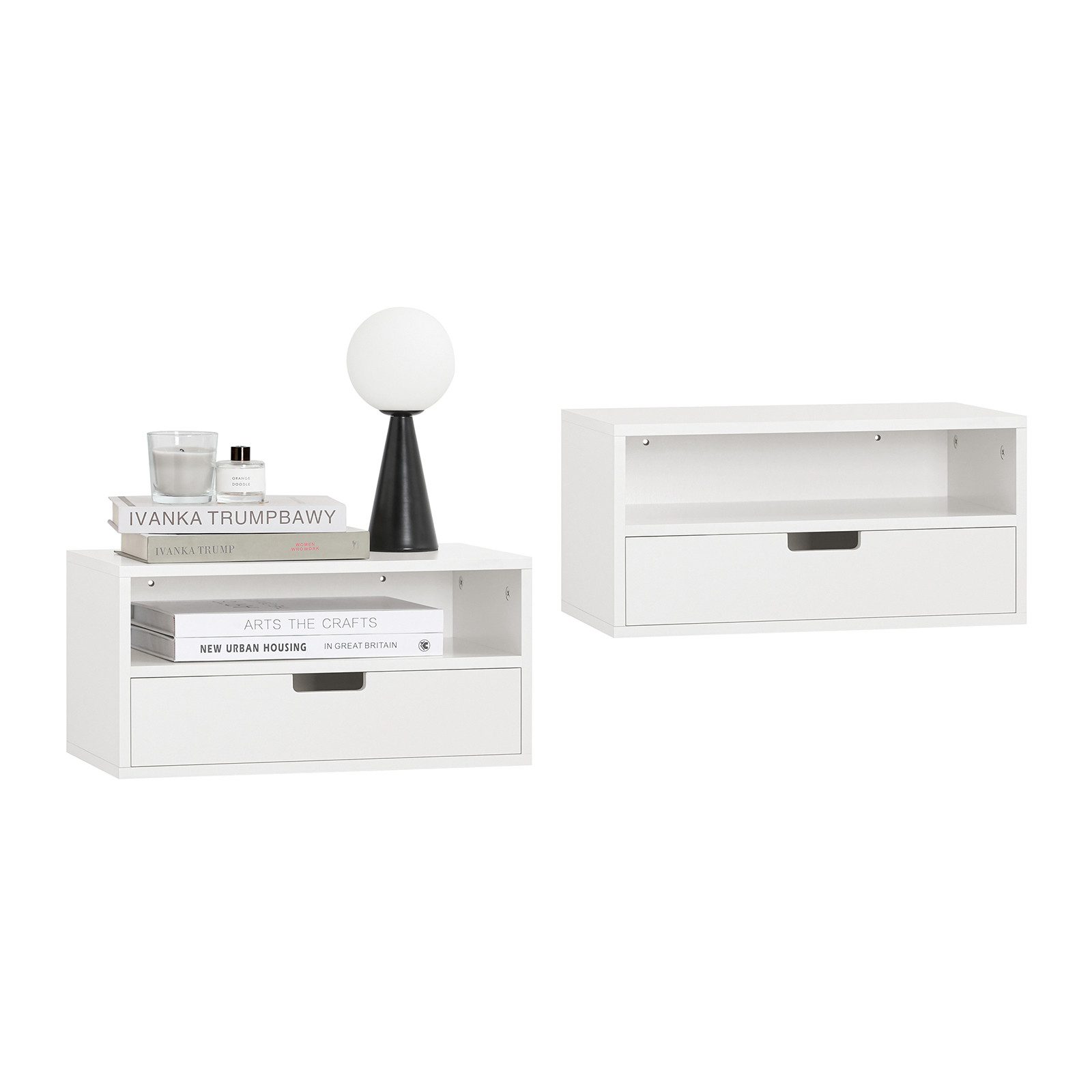 SoBuy Nachtkonsole NKD03, Schwebender Nachttisch, Wandregal mit Schublade, Nachttisch hängend Bettablage Nachtschrank Wandschrank Hängeschrank