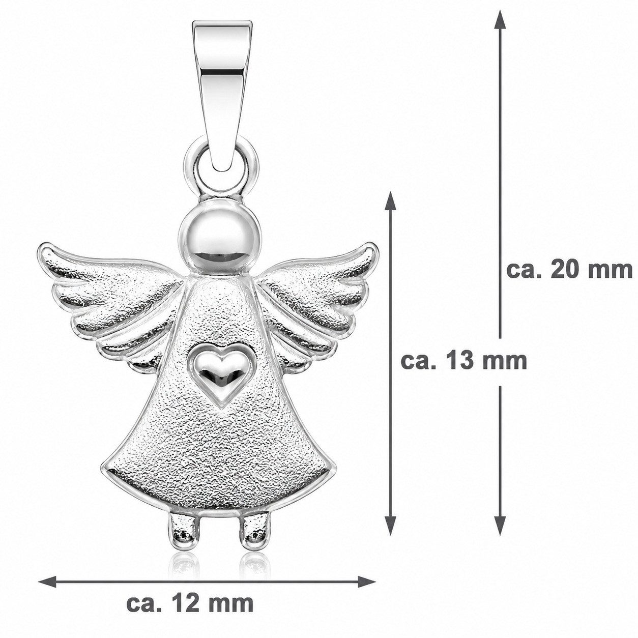 LUISIA® Kettenanhänger Anhänger Engel Schutzengel mit Herz - 925 Sterling Silber (inkl. Schmuckbox)