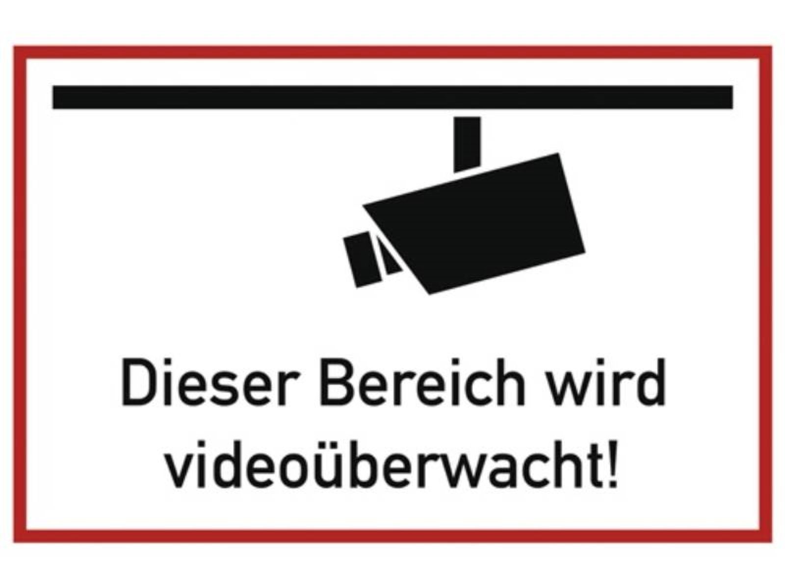 Hinweisschild Hinweiszeichen Videoüberwacht L300xB200 mm weiß schwarz Kunststoff