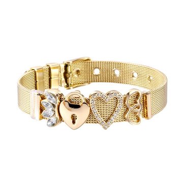 Heideman Armband »Milanaise gold«, mit verschiedenen Charms "Herz" und "Schloss"