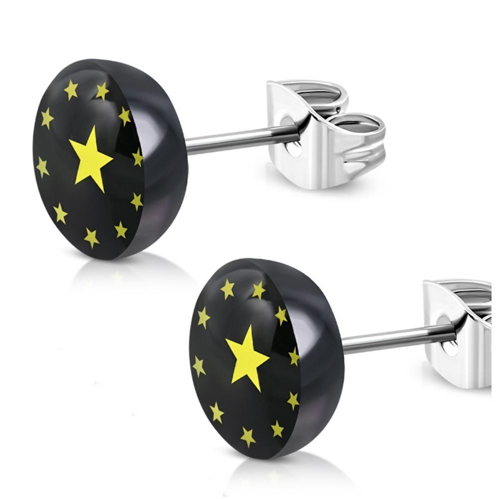 BUNGSA Ohrring-Set Ohrstecker rund Sterne 7mm Silber aus Edelstahl Damen (1 Paar (2 Stück), 2-tlg), Ohrschmuck Ohrringe