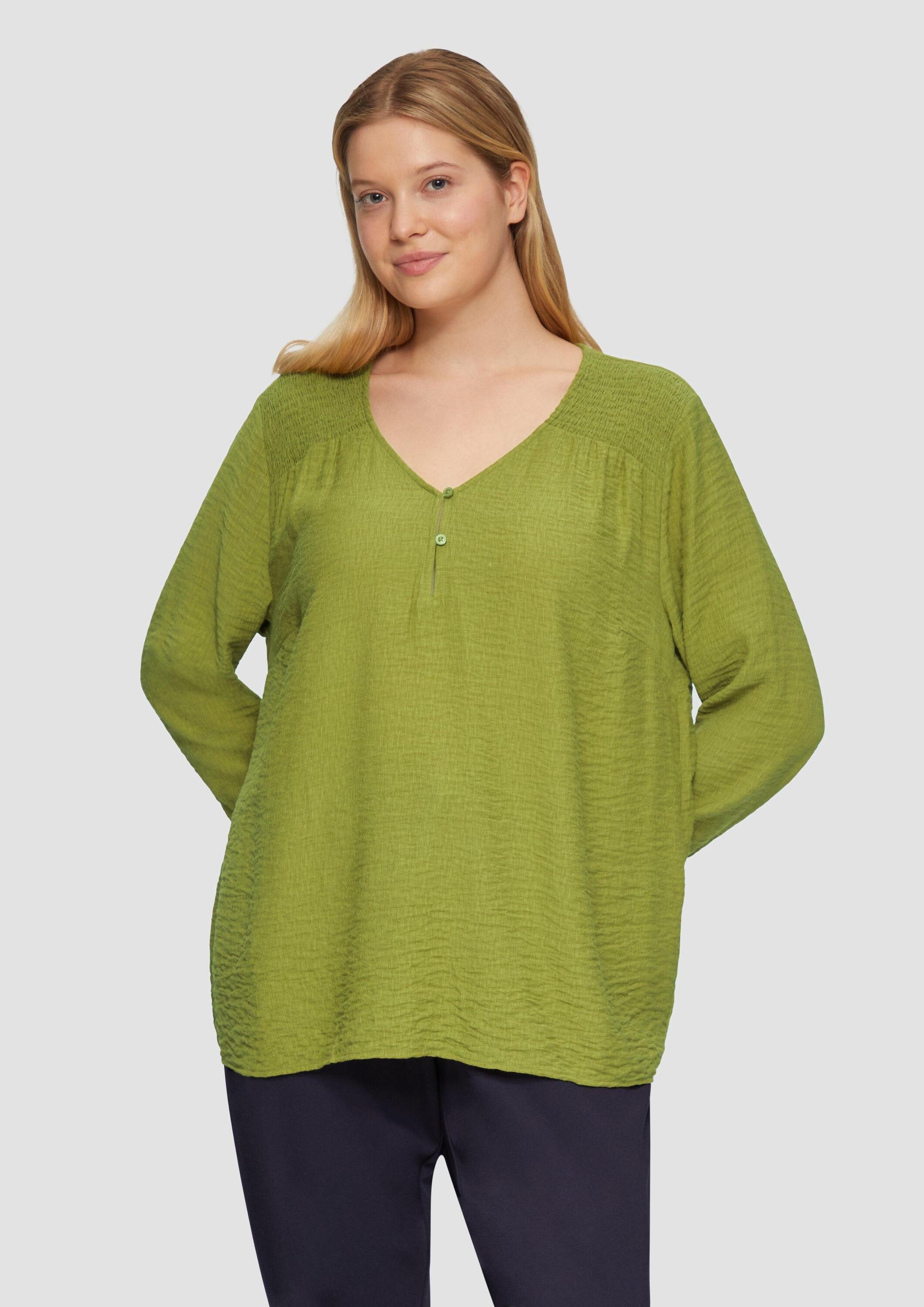 s.Oliver Langarmbluse Bluse Strukturierte Bluse aus Viskosemix mit Smok Detail