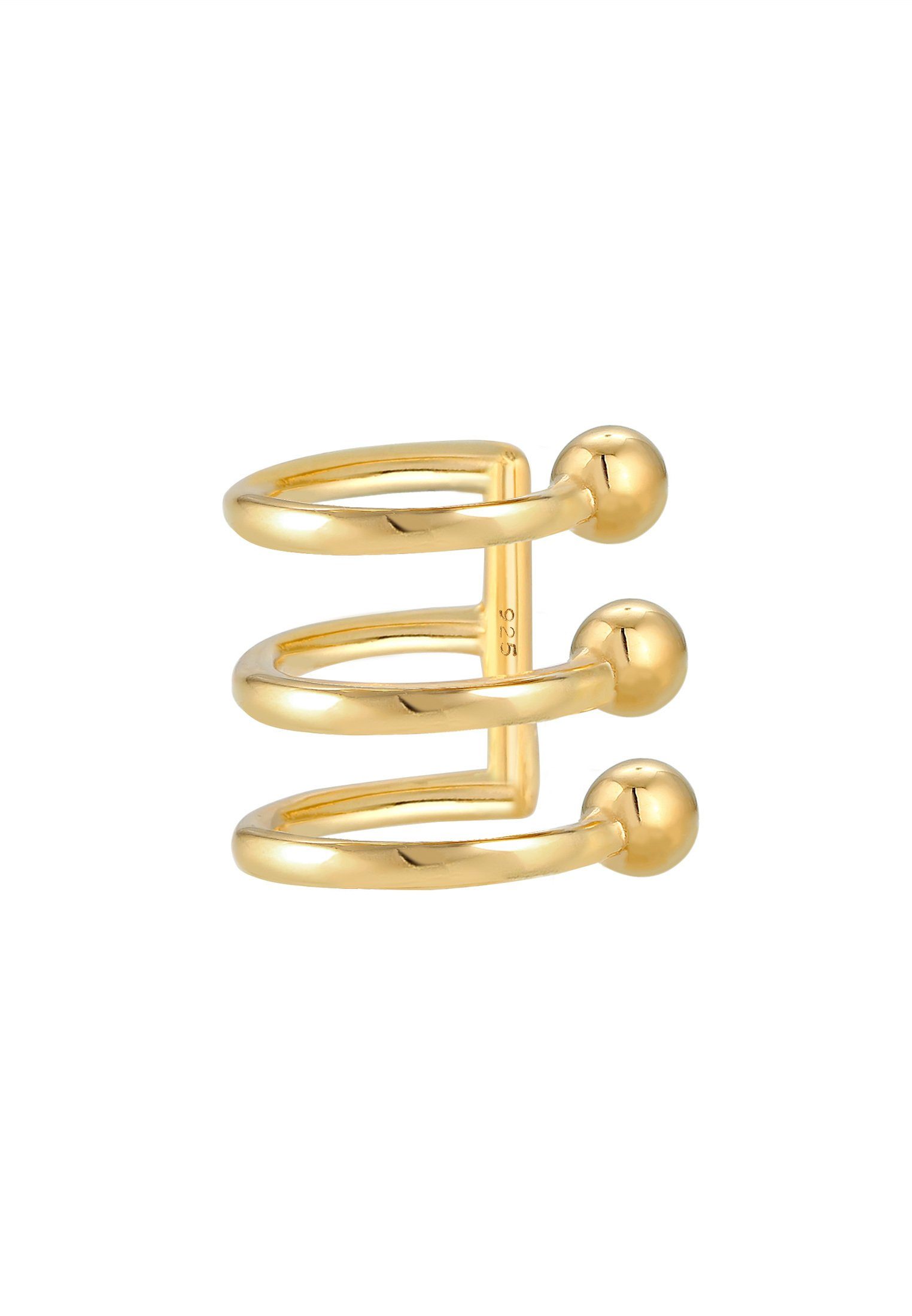 Ohrklemme Elli 3er Single-Ohrhaken Silber Cuffs Ear 925er Kugel Trend Gold